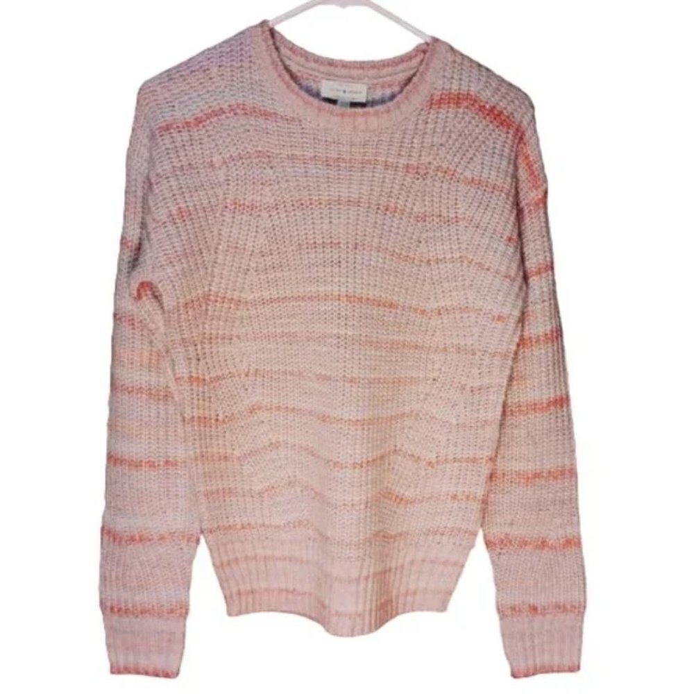 LUCKY BRAND CHUNKY KNIT STRIPED SWEATER